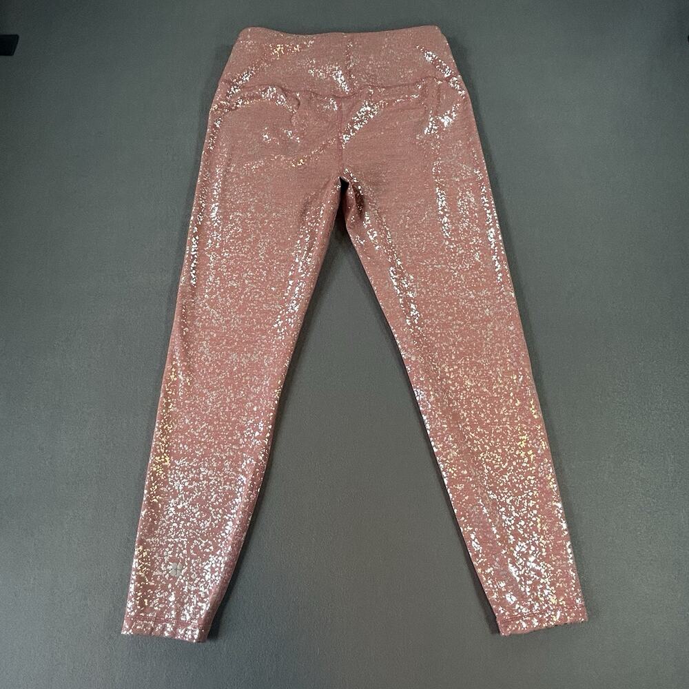 Sweaty Betty 7/8 Legging Size S Pink Rose Silver Metallic Foil Print Stretch
